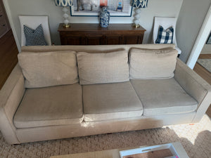 West Elm Sand Linen-Weave Upholstered Sofa, 86 in
