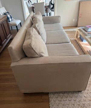 West Elm Sand Linen-Weave Upholstered Sofa, 86 in