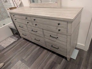 Legacy Classic Belhaven Weathered Plank 8 Drawer Dresser With Mirror (69 in x 19 in x 39 in)