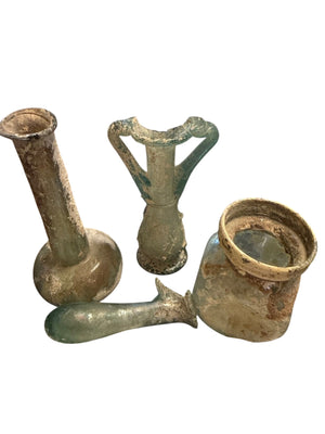 Group of 4 Ancient-Style Glass Cosmetic/ Unguent Vessels with Certificate