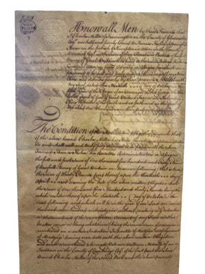 1766 George III British Mortgage Bond Manuscript Signed “Chas. Miller” with Revenue Stamp & Red Wax Seal