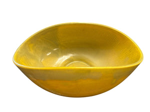 Polia Pillin Signed Mustard-Yellow Sculptural Pinched Bowl (12 x 6 x 5 in)