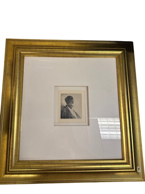 Rembrandt van Rijn Portrait Etching—Later/After Impression, Framed 22 x 22