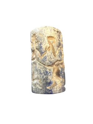 Carved Stone Bead/Amulet with Incised Figural & Geometric Design and Zuricher Gifts & Novelties Certificate Approx. 1/2 In.