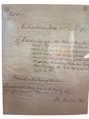 18th-Century Georgian British Manuscript Legal Document, Michaelmas Term 1787 (George III) Haddenham Property Record with “Two Shillings” Revenue Stamp