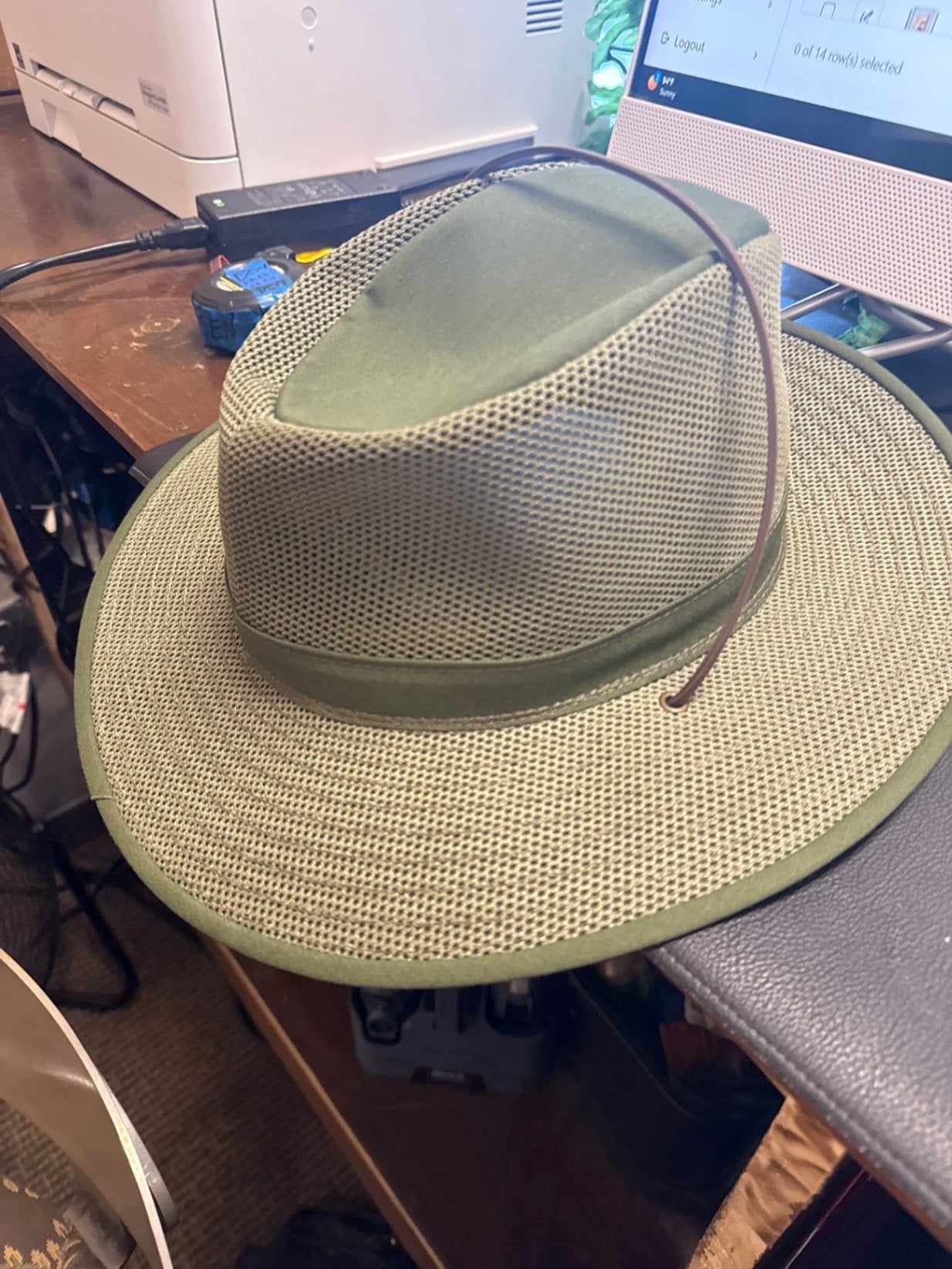 Herbert Johnson Mesh-Weave Safari Hat (Green Olive) Wide-Brim