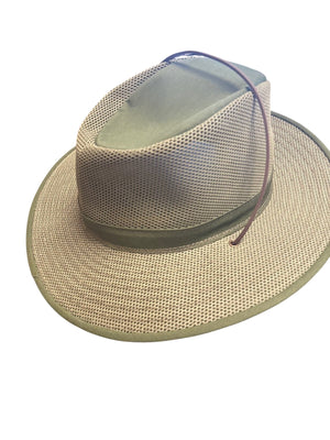 Herbert Johnson Mesh-Weave Safari Hat (Green Olive) Wide-Brim
