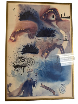 Salvador Dalí “The Mock Turtle’s Story” Alice in Wonderland Mixed-Media Color Heliogravure Print (1969), Framed, 22.5 x 17 in