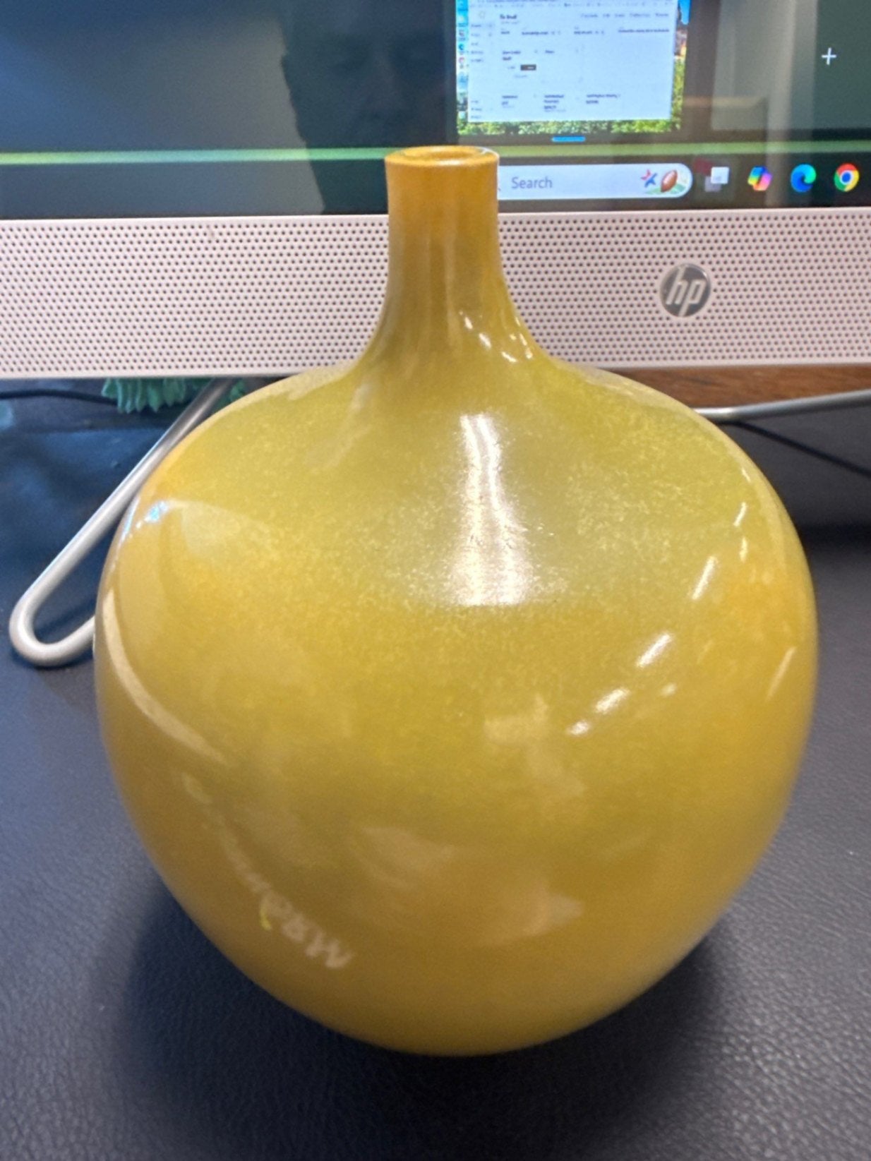Polia Pillin Signed Yellow Bottle-Form Studio Pottery Vase, Approx. 6 In. 