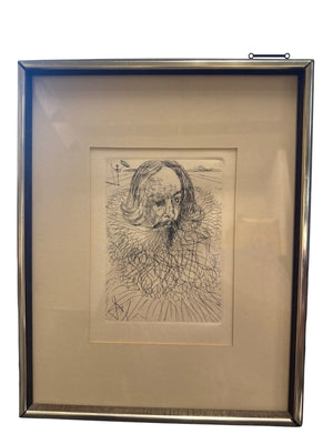 Salvador Dalí “Cervantes” Etching (Five Spanish Immortals) Framed—Collector’s Guild COA