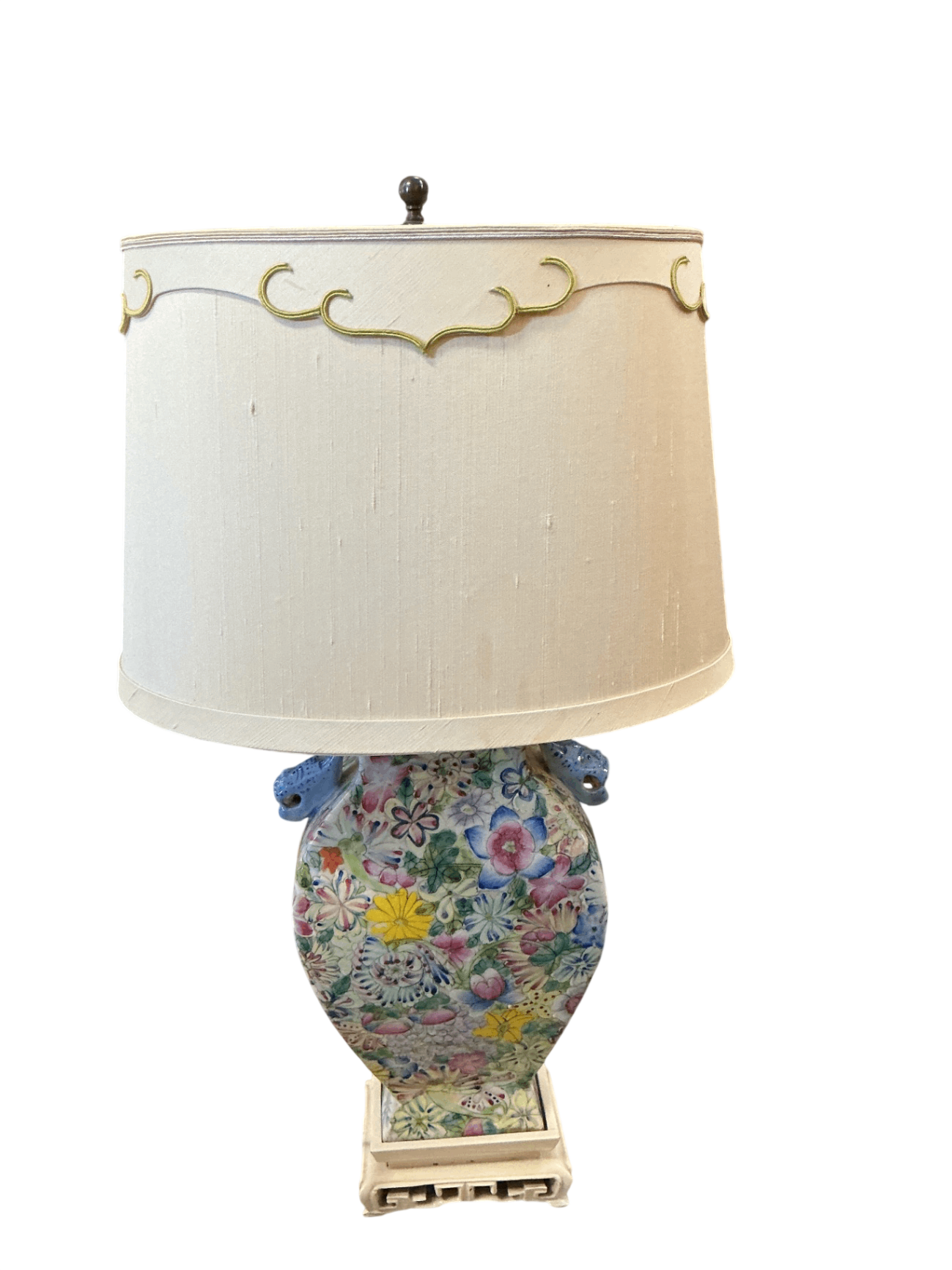 Vintage Chinese Famille Rose Porcelain Floral Table Lamp – 20” × 10”
