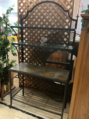 Black Bakers Rack with Wine Storage 41x18x80