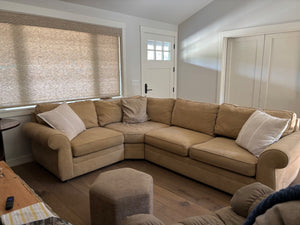 Pottery Barn Microsuede Pearce Sectional  Sofa 8’6” x  6’3”