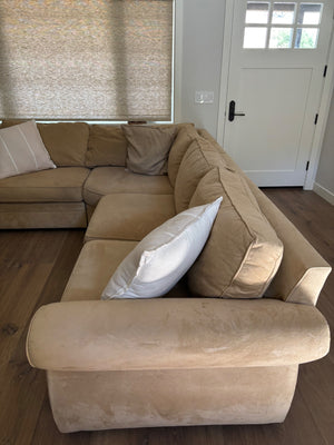 Pottery Barn Microsuede Pearce Sectional  Sofa 8’6” x  6’3”