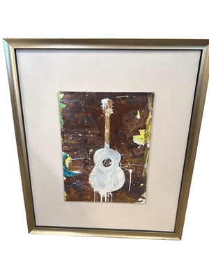 White Guitar by Kent Youngstrom, Framed- 36" x 42"