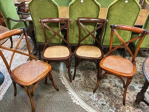 Cross Back Woven Seat Side Chairs (set of 4)