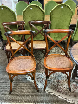 Cross Back Woven Seat Side Chairs (set of 4)