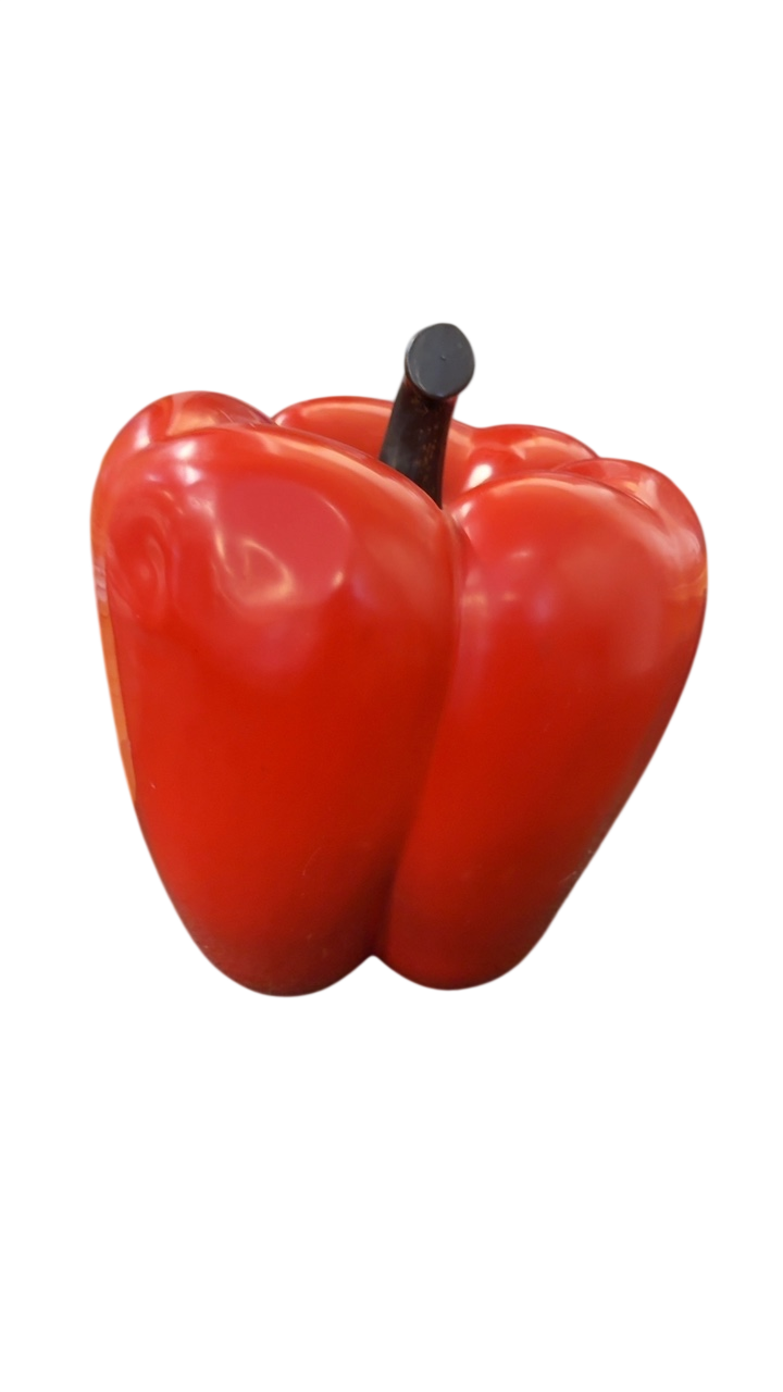 Bell Pepper, Red Lacquer by Robert Kuo, Hand Repousse, Limited Edition11x13