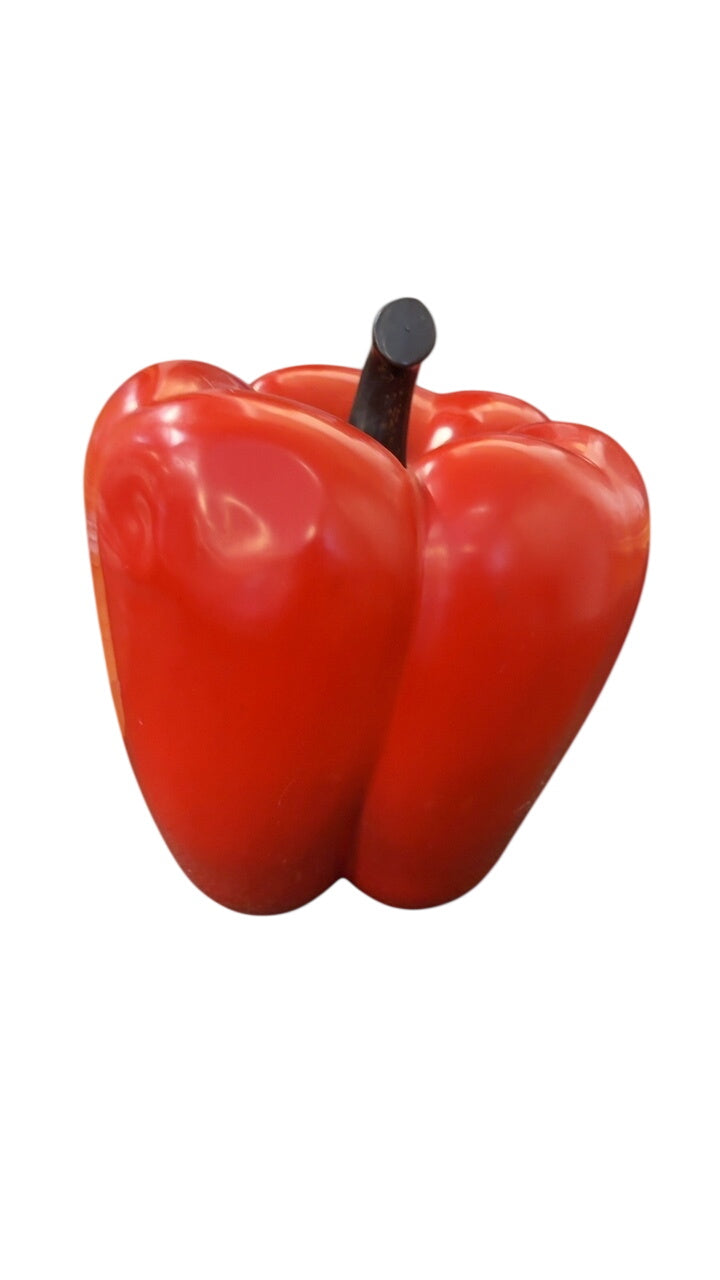 Bell Pepper, Red Lacquer by Robert Kuo, Hand Repousse, Limited Edition11x13