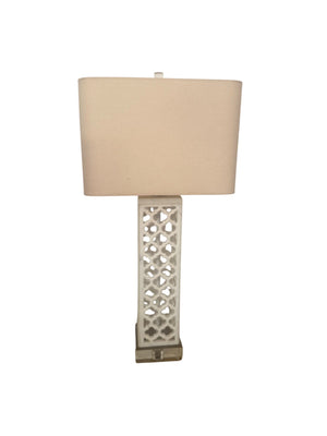Arteriors Marble Carved Tall Lamp with Shade, 32" Tall x 16" Wide