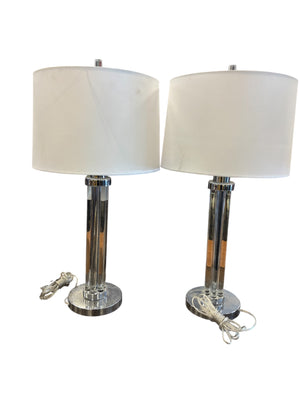 Pacific Coast Chrome & Lucite Table Lamps (Pair)