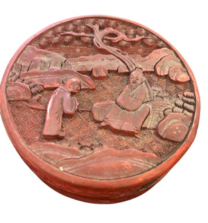 Chinese Cinnabar Lacquer Hand Carved Box (damaged)