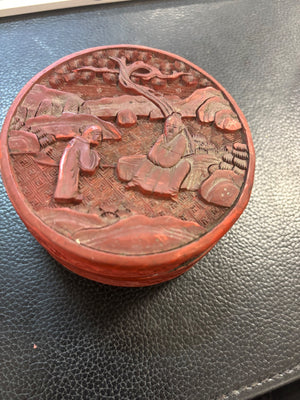 Chinese Cinnabar Lacquer Hand Carved Box (damaged)