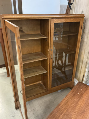 Oak Glass Front Display Bookcase 12x44x54