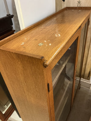 Oak Glass Front Display Bookcase 12x44x54