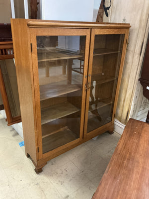 Oak Glass Front Display Bookcase 12x44x54