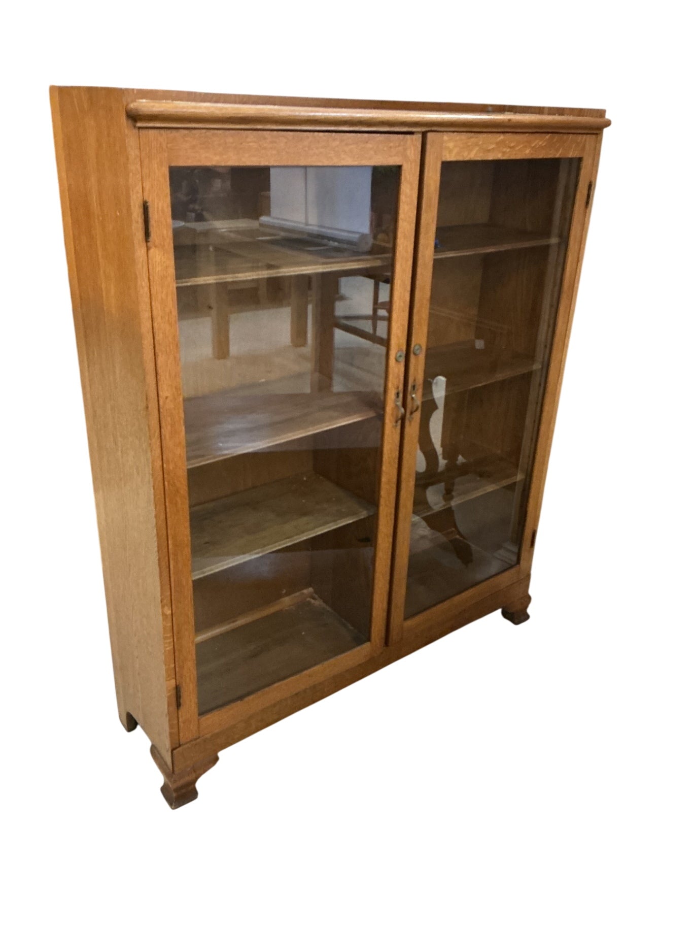 Oak Glass Front Display Bookcase 12x44x54