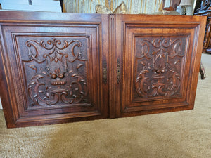 Walnut French cabinet doors, carved walnut / noyer, renaissance revival