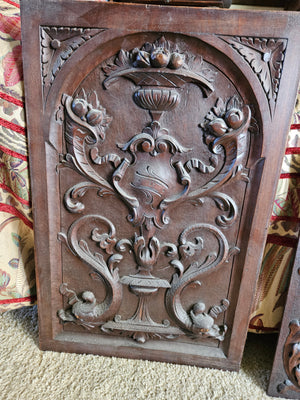 French carved panel, renaissance revival c1870, Walnut French walnut / noyer