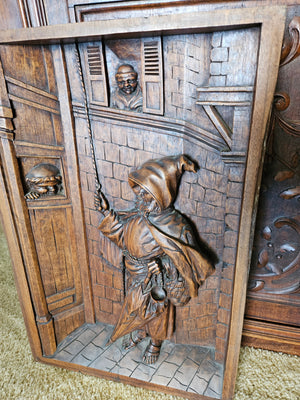 French renaissance revival carved panel, French walnut / noyer