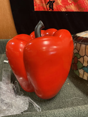 Bell Pepper, Red Lacquer by Robert Kuo, Hand Repousse, Limited Edition11x13