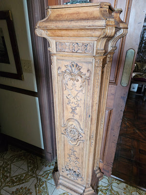 COLLECTED French Antique Carved Oak Pilasters PAIR (Hollow?) 18th - 20th Century H61 x W22 x D13