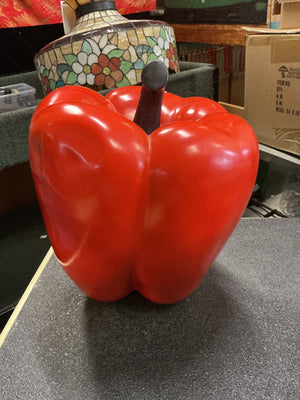 Bell Pepper, Red Lacquer by Robert Kuo, Hand Repousse, Limited Edition11x13