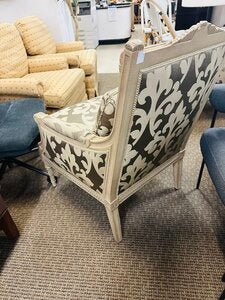 Louis XVI Style Carved & Giltwood Champagne Satin Fauteuil Armchairs (Pair) Includes Lumbar