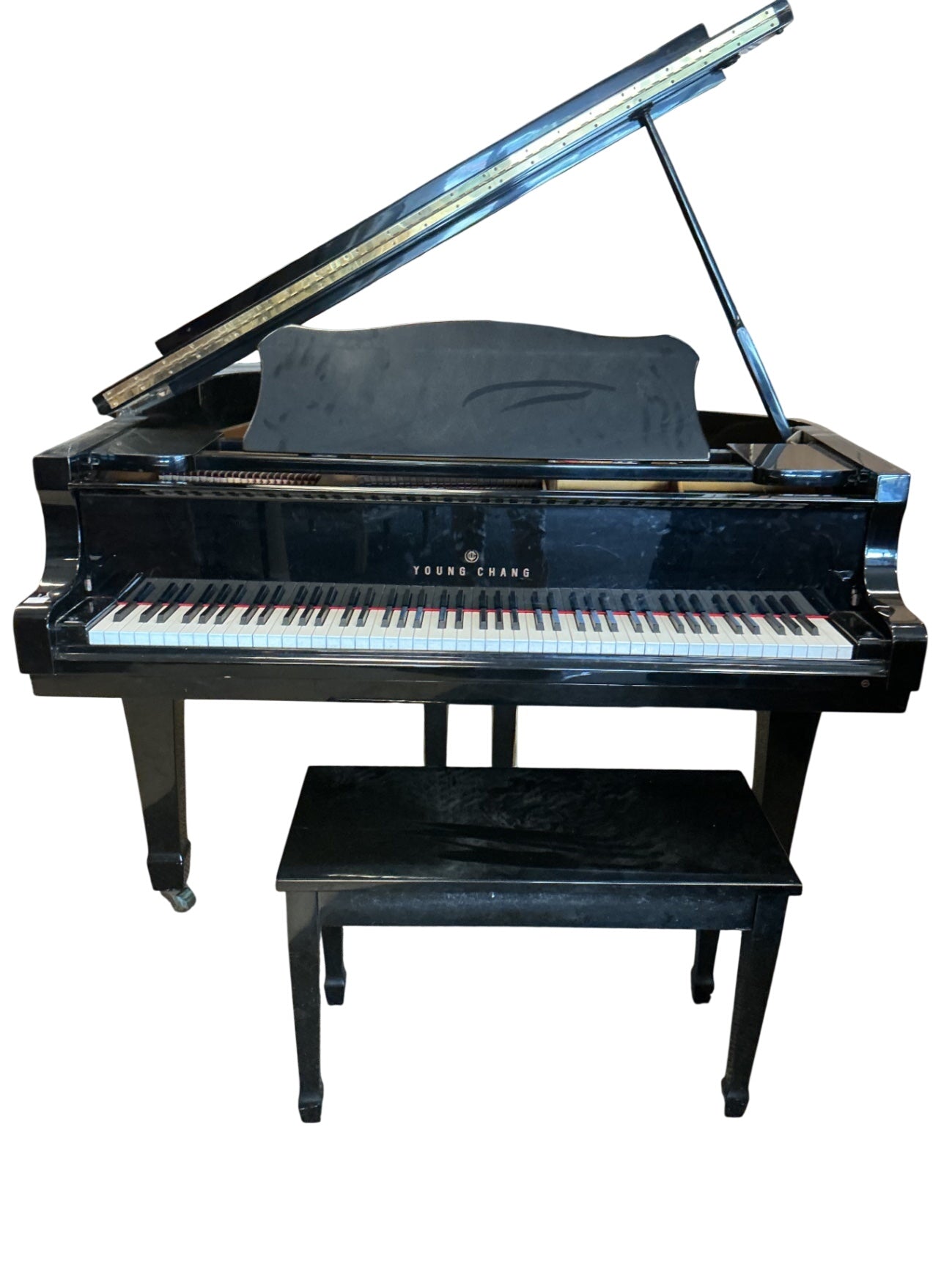 Young Chang Polished Ebony Baby Grand Piano with Bench