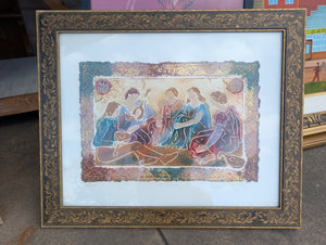 Roy Tonkin “Quartet II” Framed Limited-Edition Serigraph Print, Textured Musicians Figures, Decorative Border