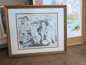 Masami Teraoka (b. 1936) “My Dream” Student-Era Etching #142 (#142), Monochromatic Line Etching on Paper 18x15