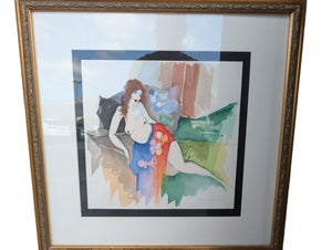 Itzchak Tarkay “Amalie Reclining” Limited-Edition Serigraph Print (Numbered Edition) Framed 22x22