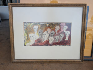 COLLECTED Mid-Century Modern Figurative Mixed Media on Paper – Group of Figures 19"*15"