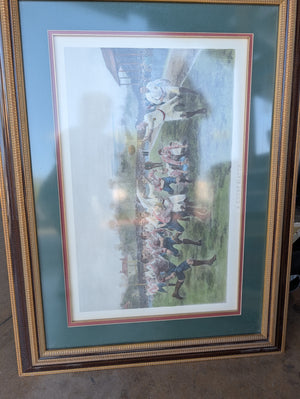 Framed Vintage Hand-Colored Print “A Rugby Match” (Roses Match of 1893) by William Barnes Wollen (1895) — Rugby Artwork