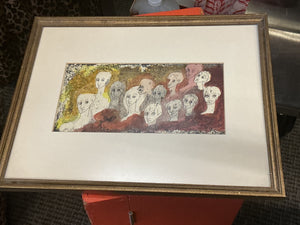 COLLECTED Mid-Century Modern Figurative Mixed Media on Paper – Group of Figures 19"*15"