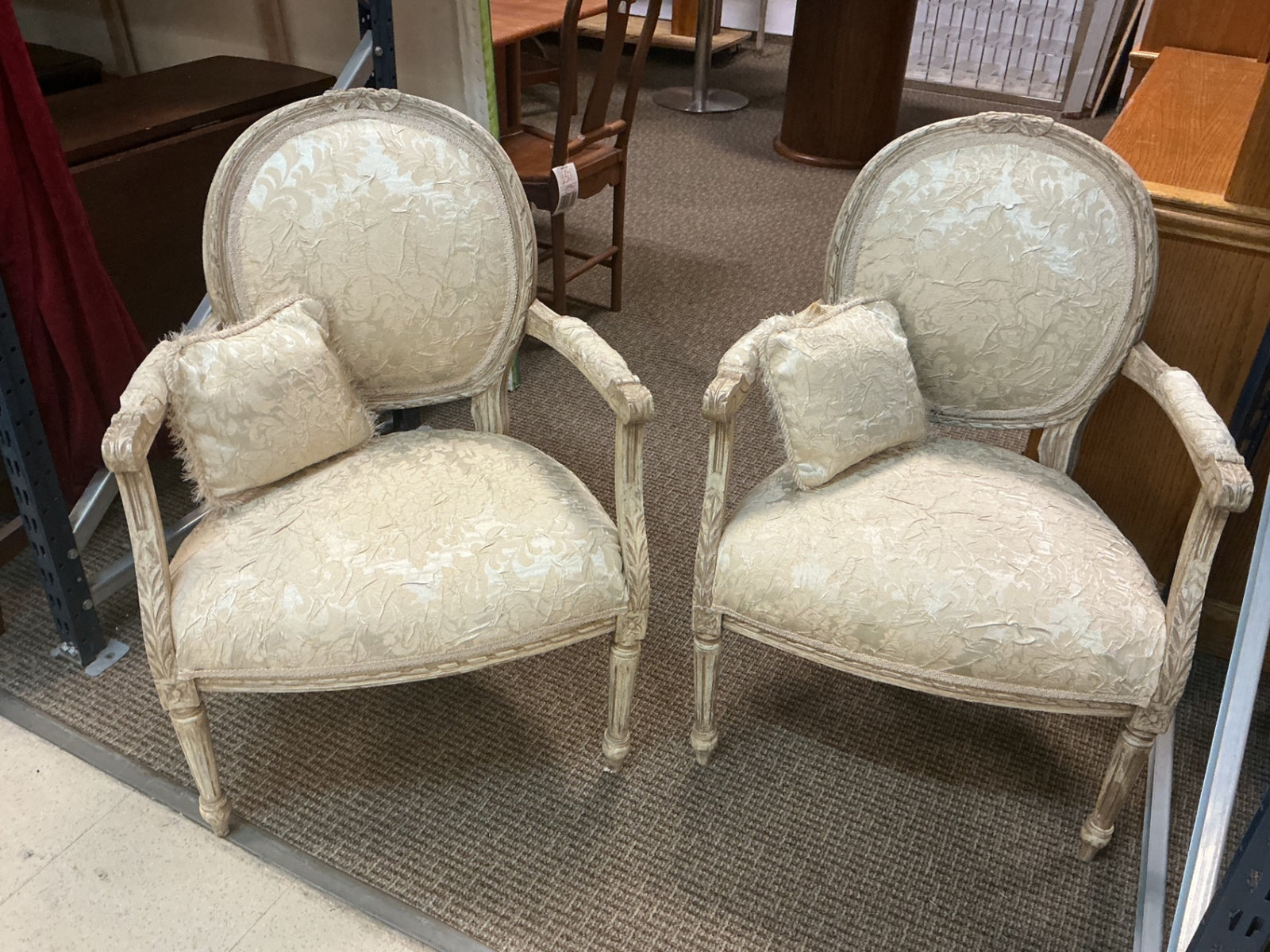 French Bergere Beige Upholstered Accent Chair