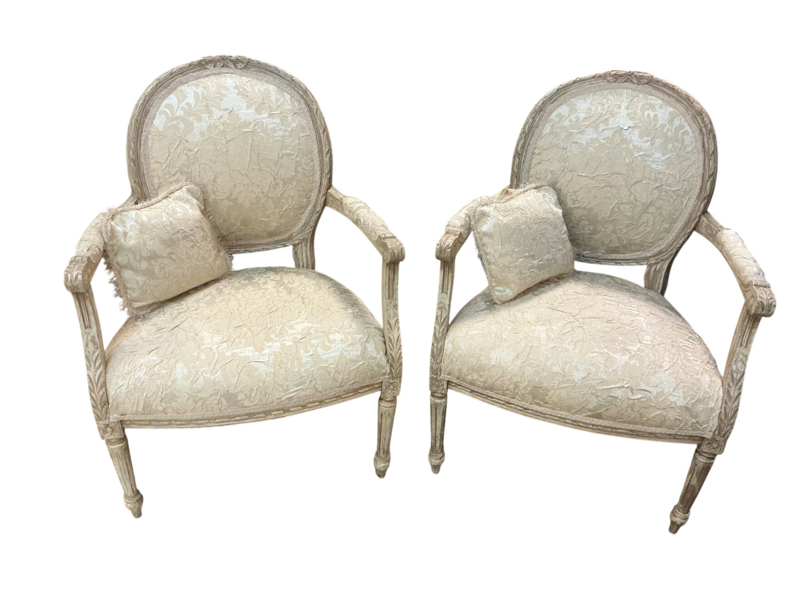 French Bergere Beige Upholstered Accent Chair