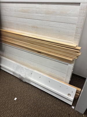 Rustic Farmhouse Distressed White Wood Plank Bed 64" Wide (Queen?) Please Measure