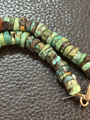 Artisan Turquoise & Mixed-Stone Necklace Turquoise Coral-Style Branch Tiger's Eye Carnelian 925 Sterling Silver Clasp