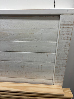 Rustic Farmhouse Distressed White Wood Plank Bed 64" Wide (Queen?) Please Measure